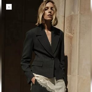 NWT Zara COLLECTION FITTED TEXTURED WM BLAZER, Size S